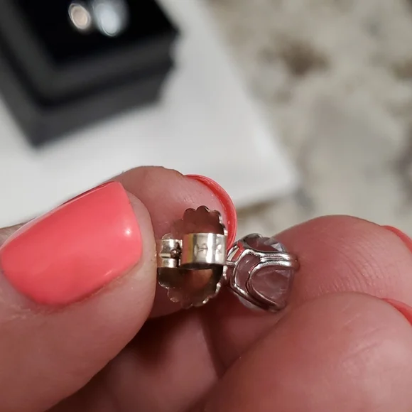 Aquamarine 14k white gold studs From Macy's - Picture 5 of 10